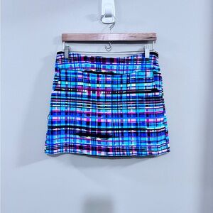 Women's Zac & Rachel Colorful Checkered Pull On Skort. Size 8
